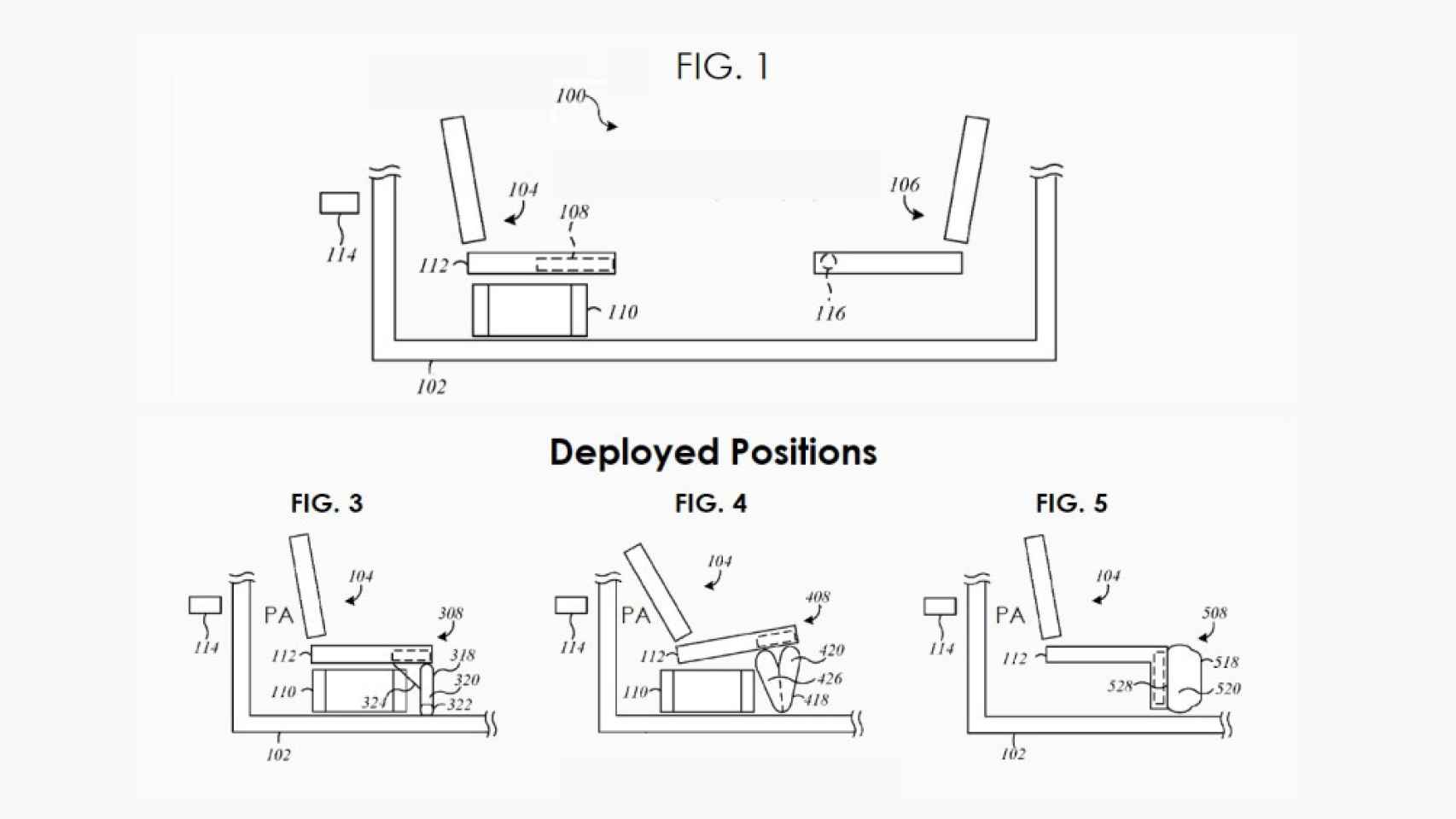 Ilustraciones de una patente para Apple Car Airbags