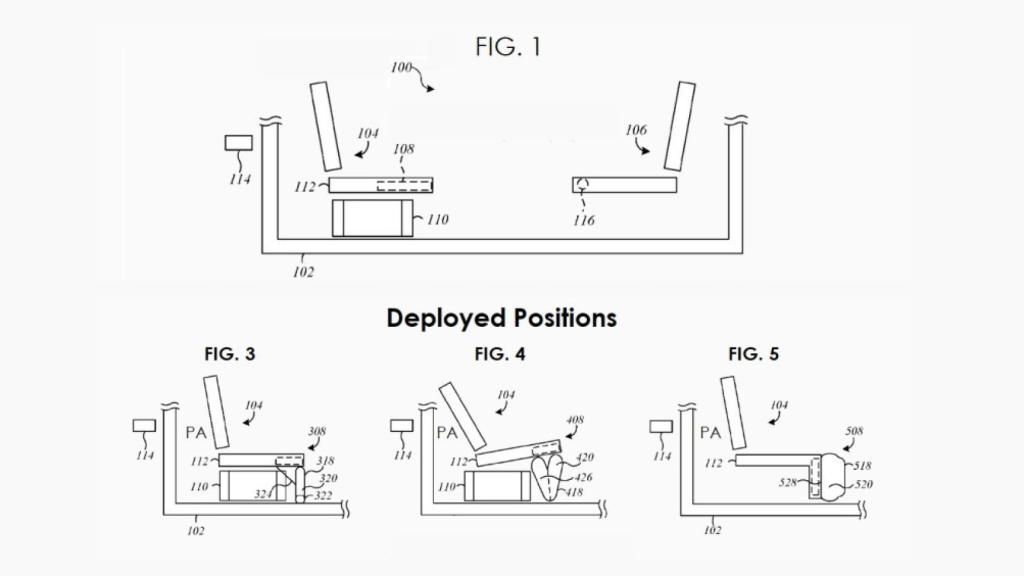 Ilustraciones de una patente para Apple Car Airbags