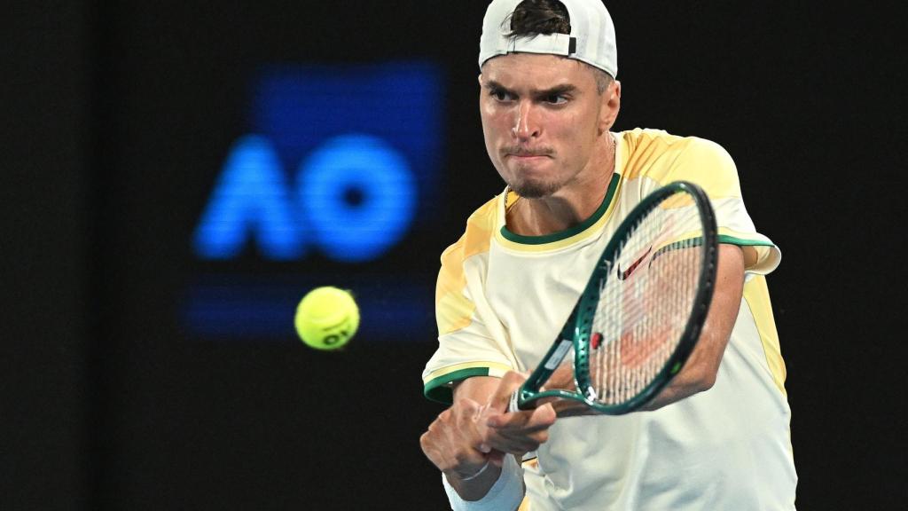 Dino Prizmic, durante el partido frente a Djokovic.