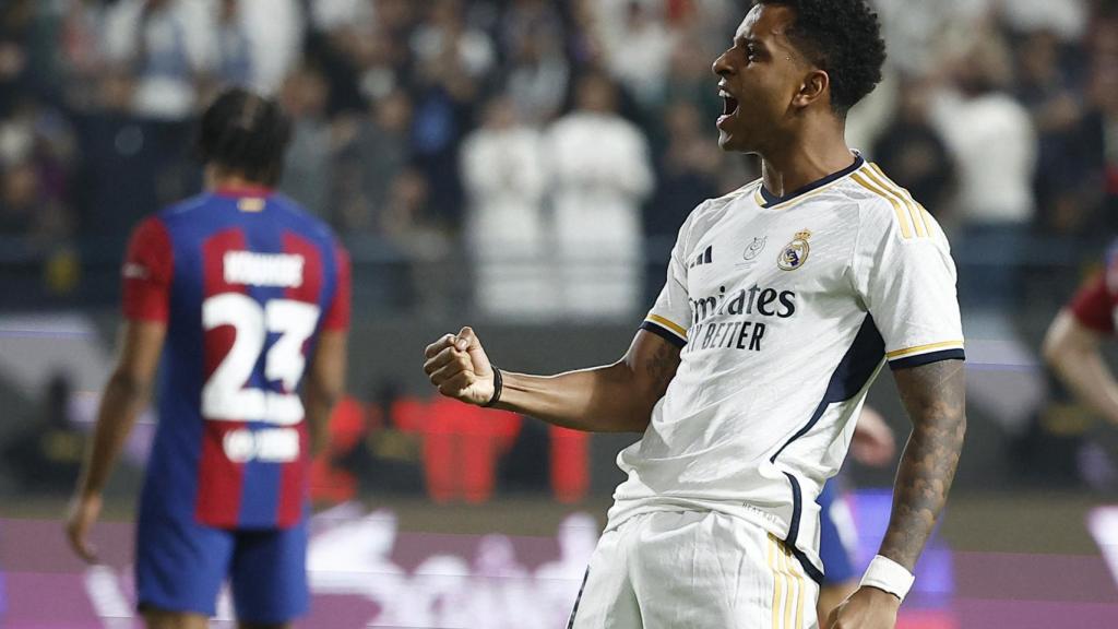 Rodrygo celebra su gol ante el Barça