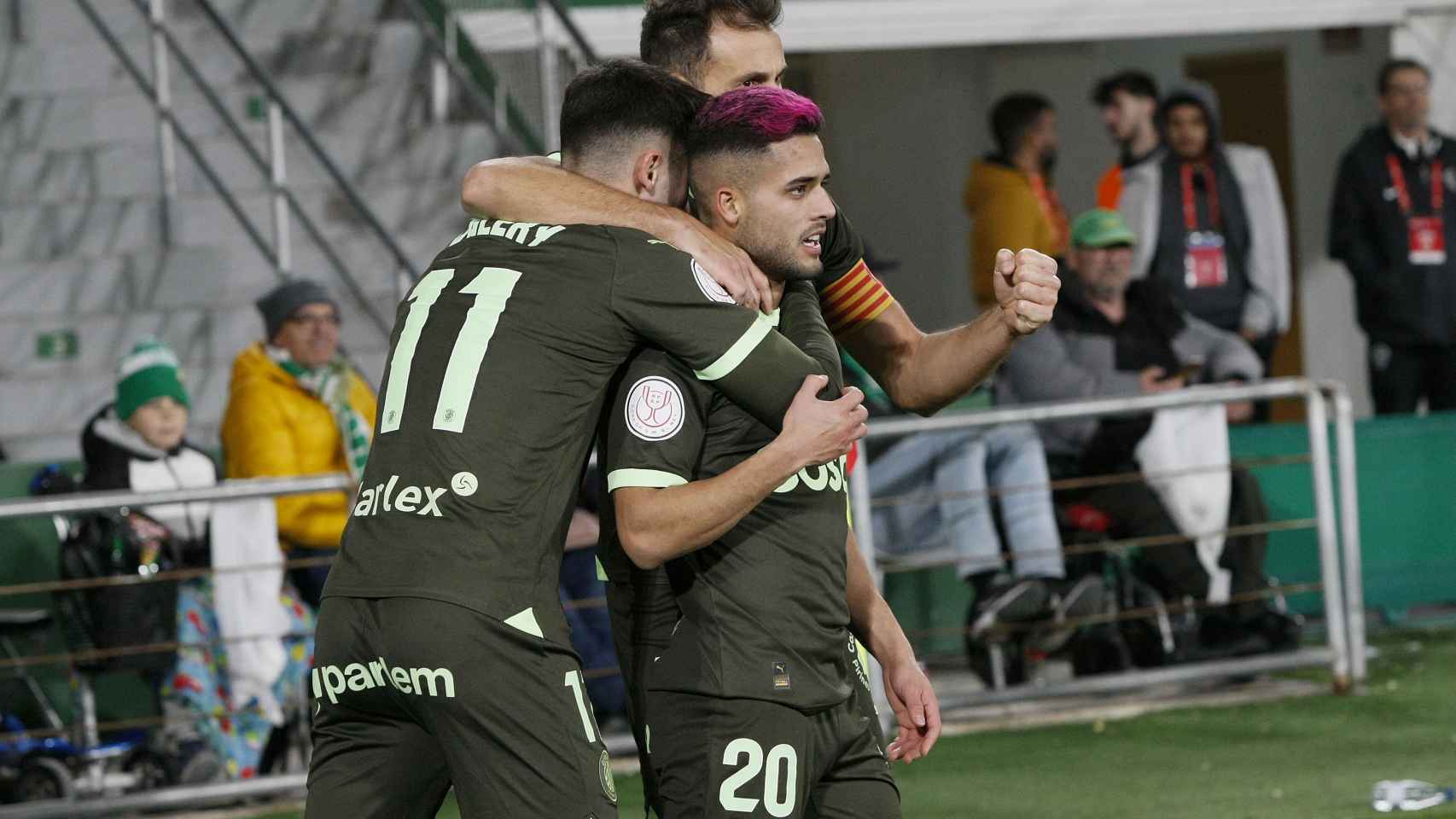 Yan Couto celebra un gol con el Girona en la Copa del Rey