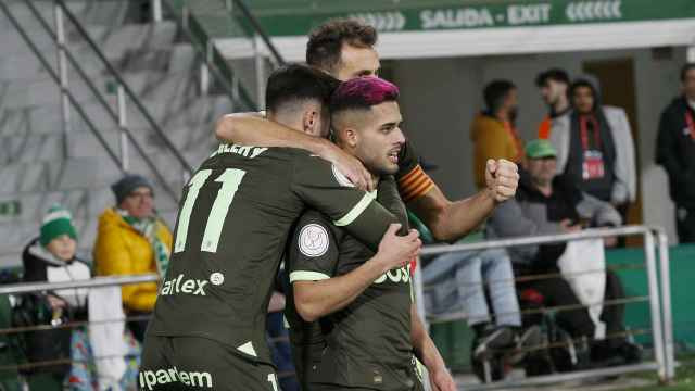 Yan Couto celebra un gol con el Girona en la Copa del Rey.
