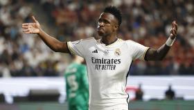 Vinicius celebra uno de sus goles en la Supercopa ante el Barcelona.