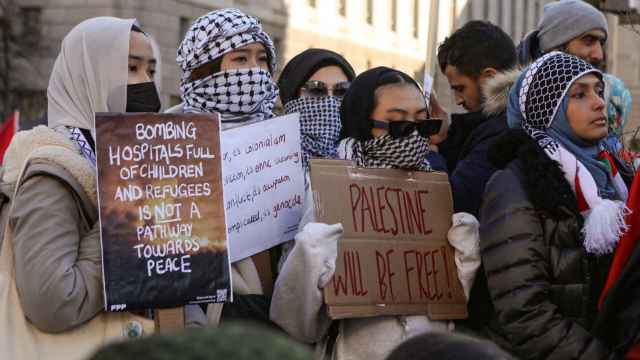 Un grupo de manifestantes, en la marcha sobre Washington por Gaza.