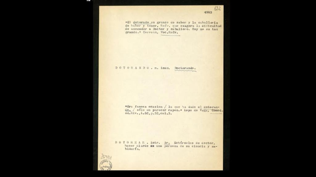 Acepciones de 'dotorear' en el Biccionario Histórico.