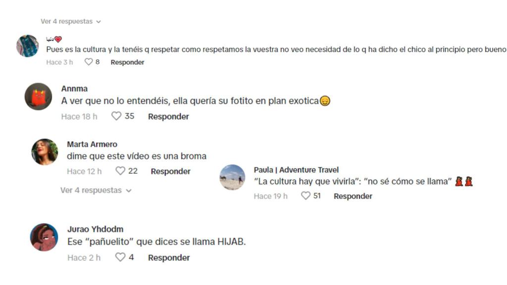 Algunos de los comentarios en el vídeo de TikTok e Instagram.