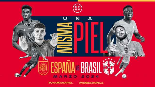 Cartel del amistoso España - Brasil de fútbol.