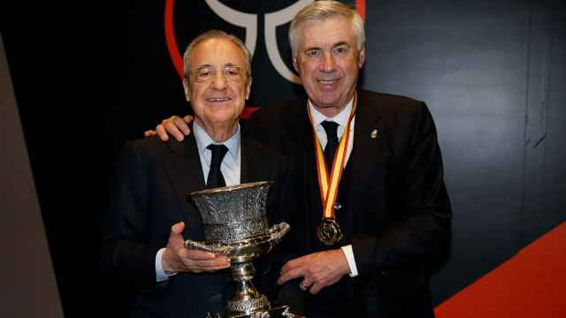 Florentino Pérez, presidente del Real Madrid, y Carlo Ancelotti, entrenador del Real Madrid.