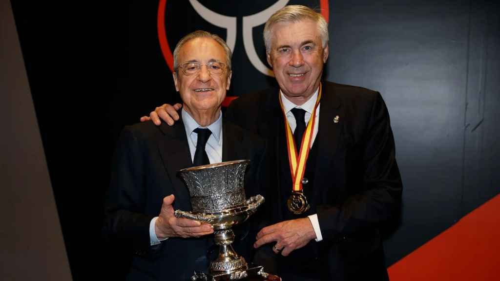 Florentino Pérez, presidente del Real Madrid, y Carlo Ancelotti, entrenador del Real Madrid