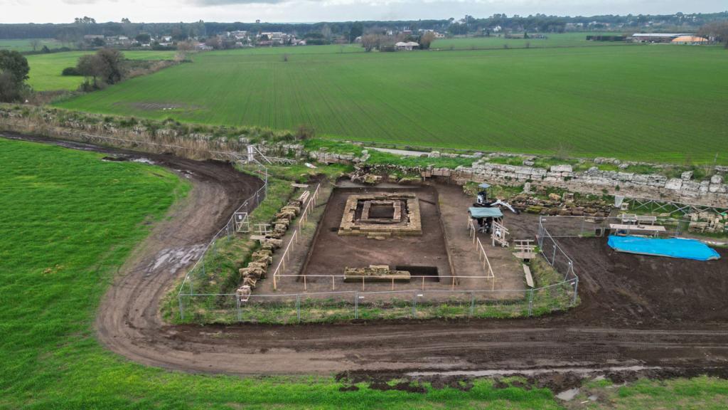 Imagen aérea de la zona de Paestum donde se han identificado los dos santuarios.