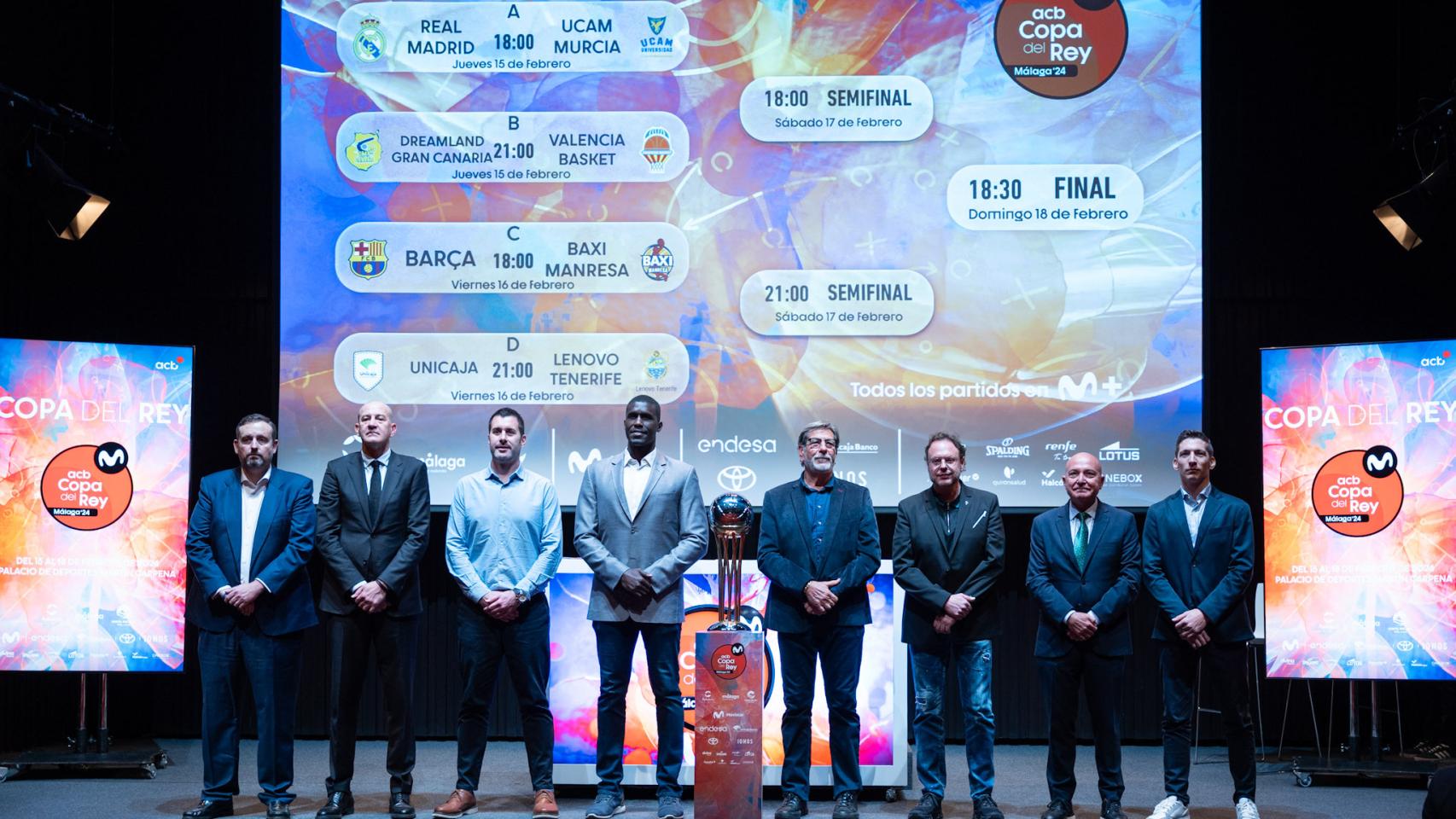 Un momento del sorteo de la Copa del Rey de baloncesto en Málaga.