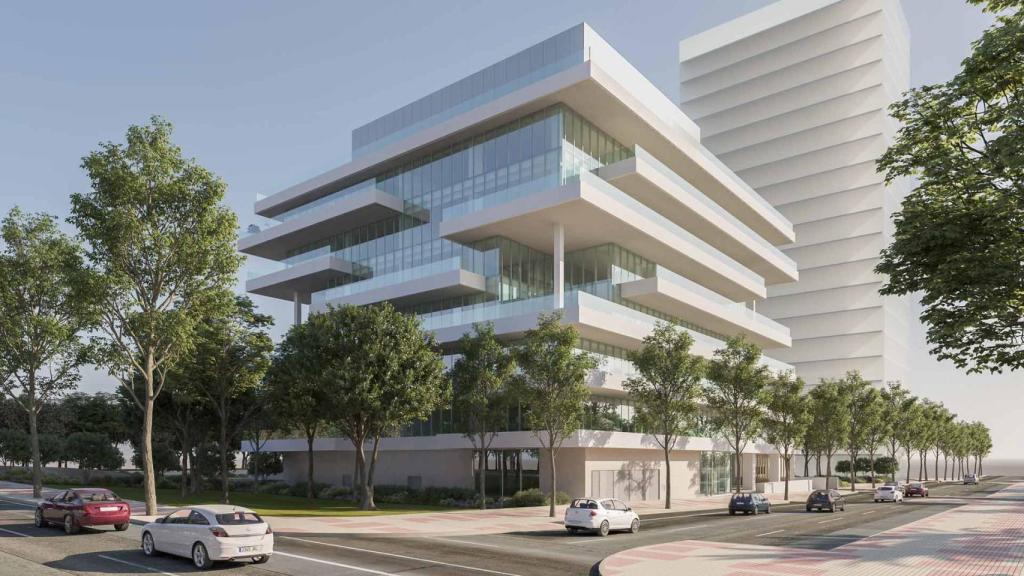 Diseño del edificio de oficinas de Grupo Insur junto a las torres de Martiricos.