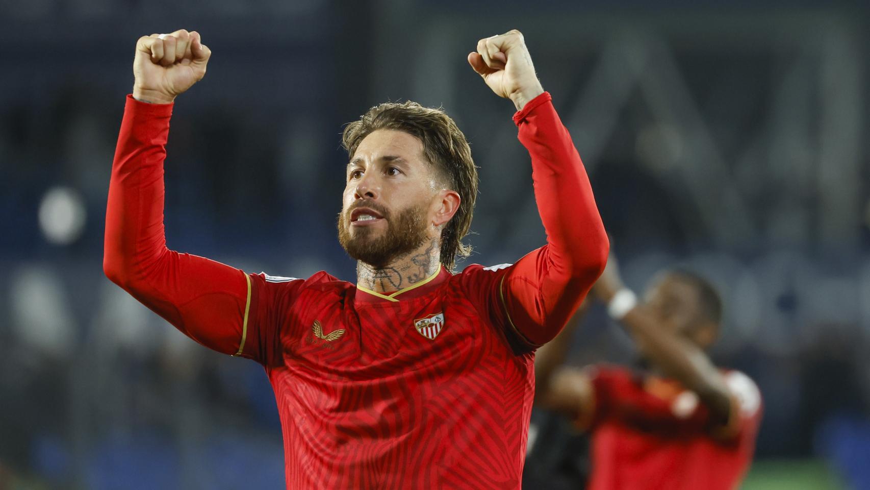 Sergio Ramos celebra la victoria del Sevilla.