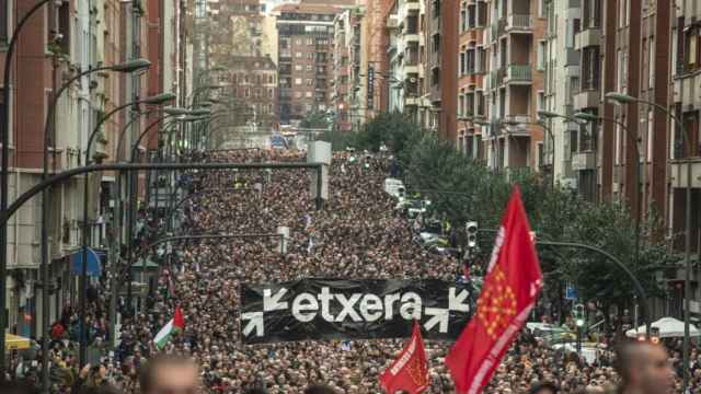 Imagen de la manifestación por los derechos de los presos de ETA en Bilbao.