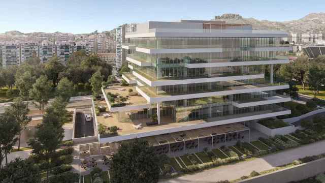 Diseño del nuevo edificio de oficinas que Grupo Insur va a construir junto a las torres de 30 plantas de Málaga.