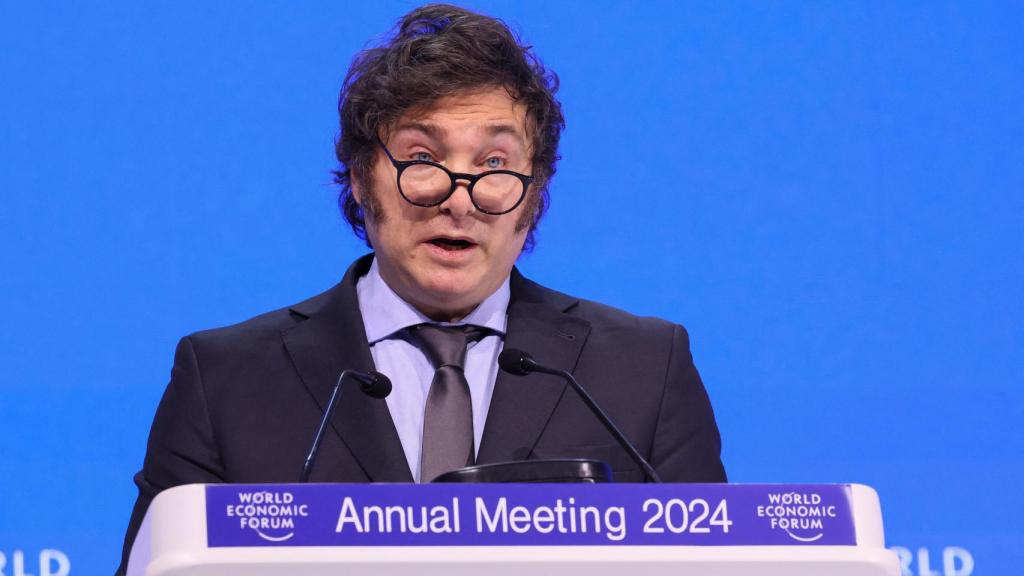 El presidente argentino Javier Milei en el Foro de Davos 2024.