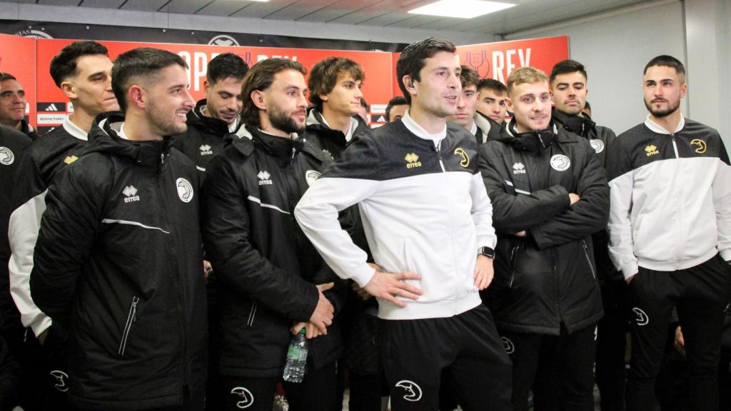 Los jugadores de Unionistas de Salamanca tras el sorteo de octavos de Copa del Rey