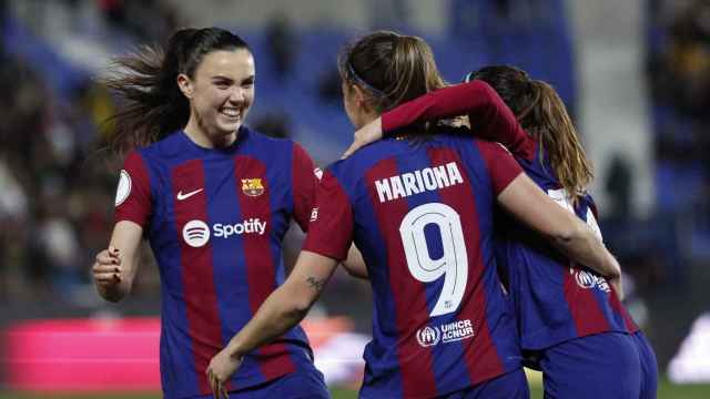 Las jugadoras del Barça celebran un gol frente al Madrid