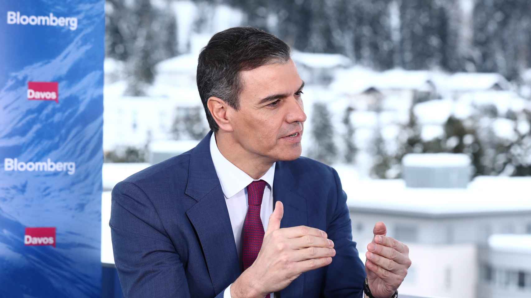Pedro Sánchez, presidente del Gobierno, durante su entrevista en Bloomberg en el foro de Davos.