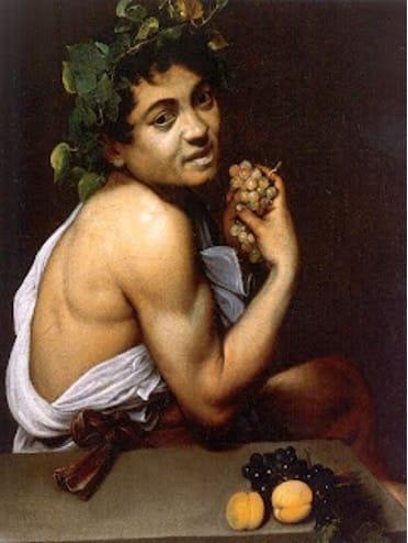 Baco ou Dionisios, Caravaggio, 1598