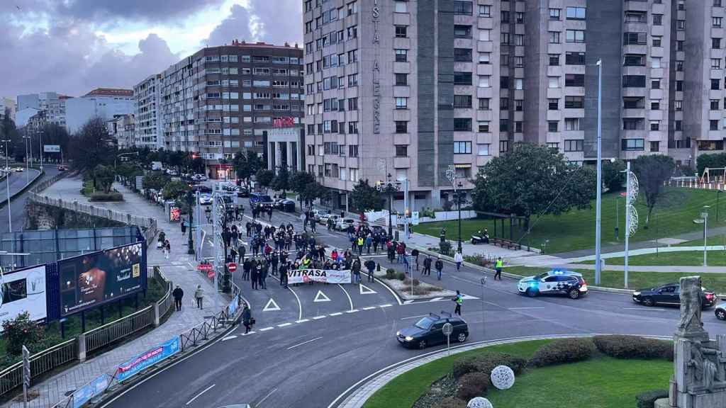 Manifestación de Vitrasa, a 17 de enero de 2024.