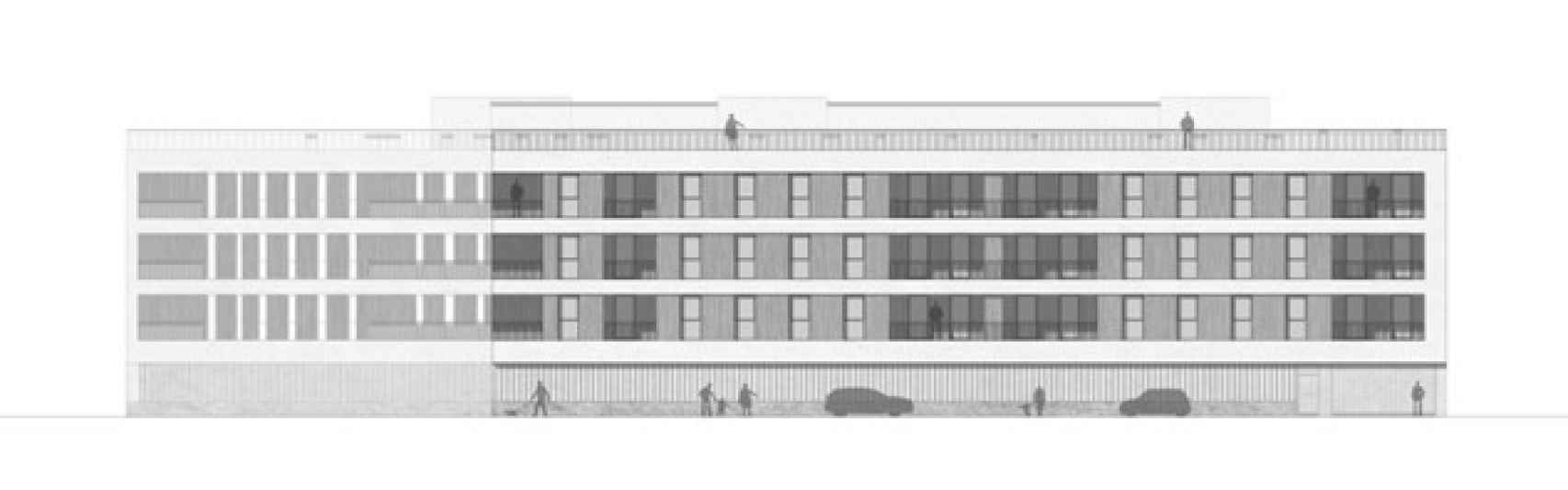 Plano de la fachada de la promoción de viviendas de Medina del Campo