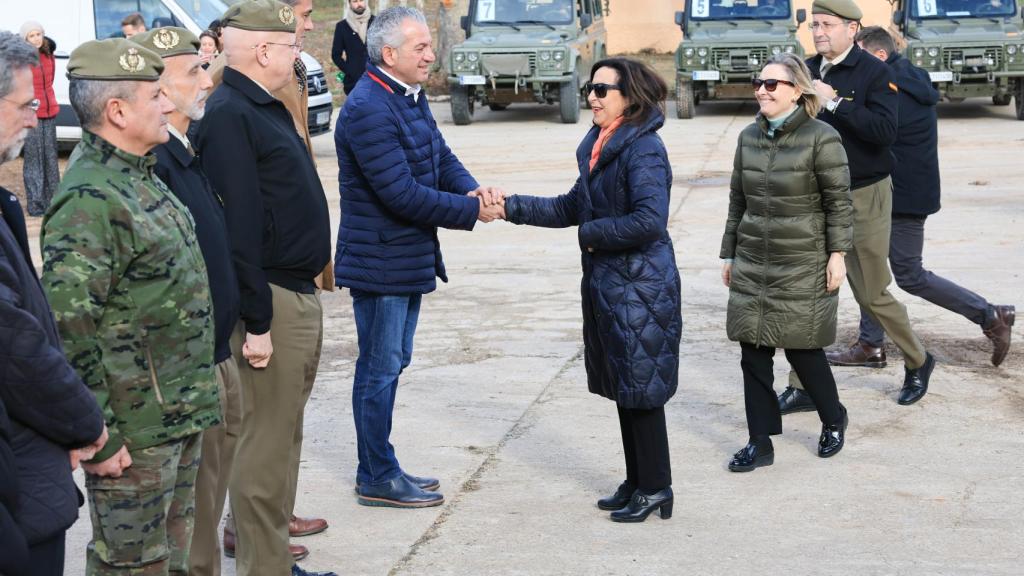 Margarita Robles a su llegada al antiguo campamento militar Monte La Reina en Toro, Zamora, en enero de 2024.