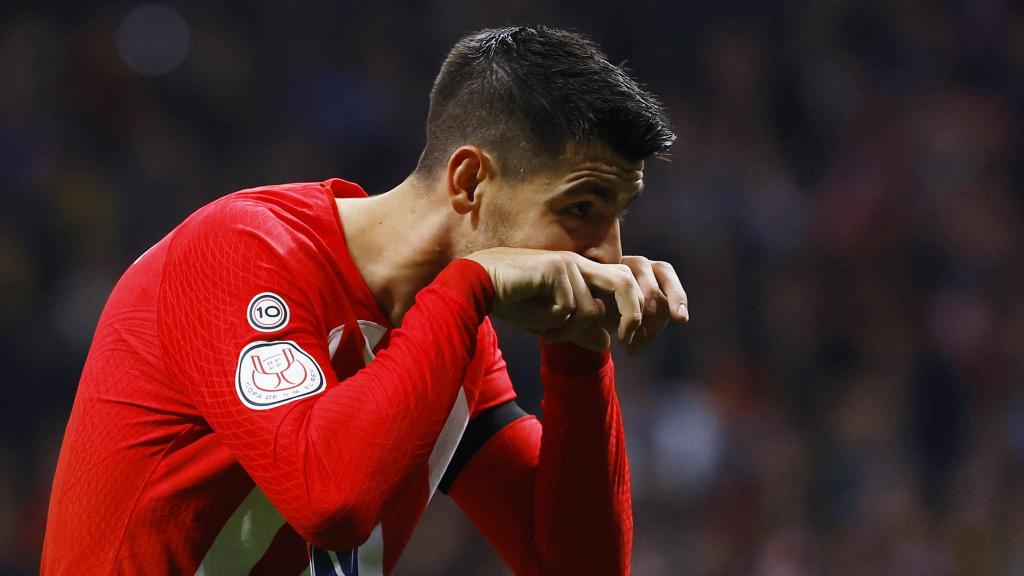 Morata celebra el 2-1 frente al Real Madrid