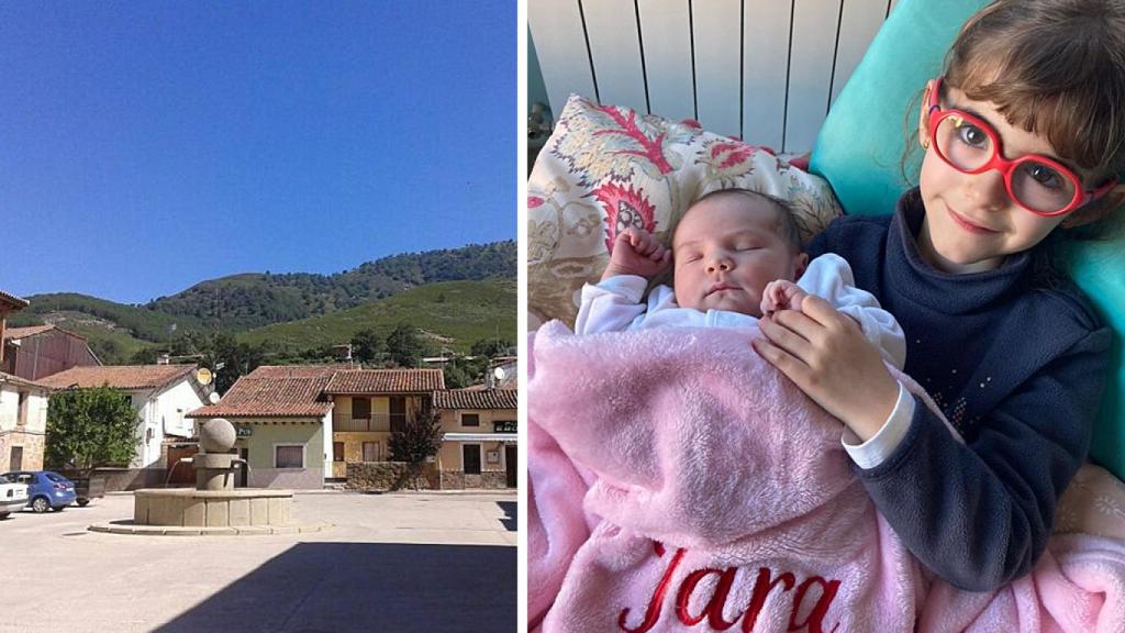 El Raso, a la izquierda y la pequeña Jara con su hermana Noa a la derecha