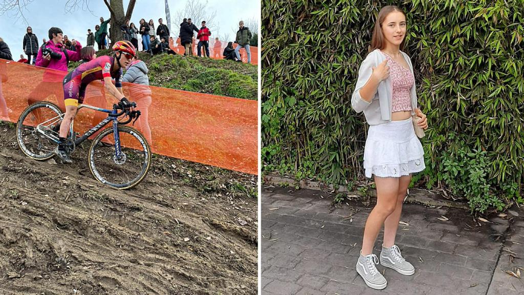 Lidia durante la competición (izquierda) y la joven vestida de calle (derecha)