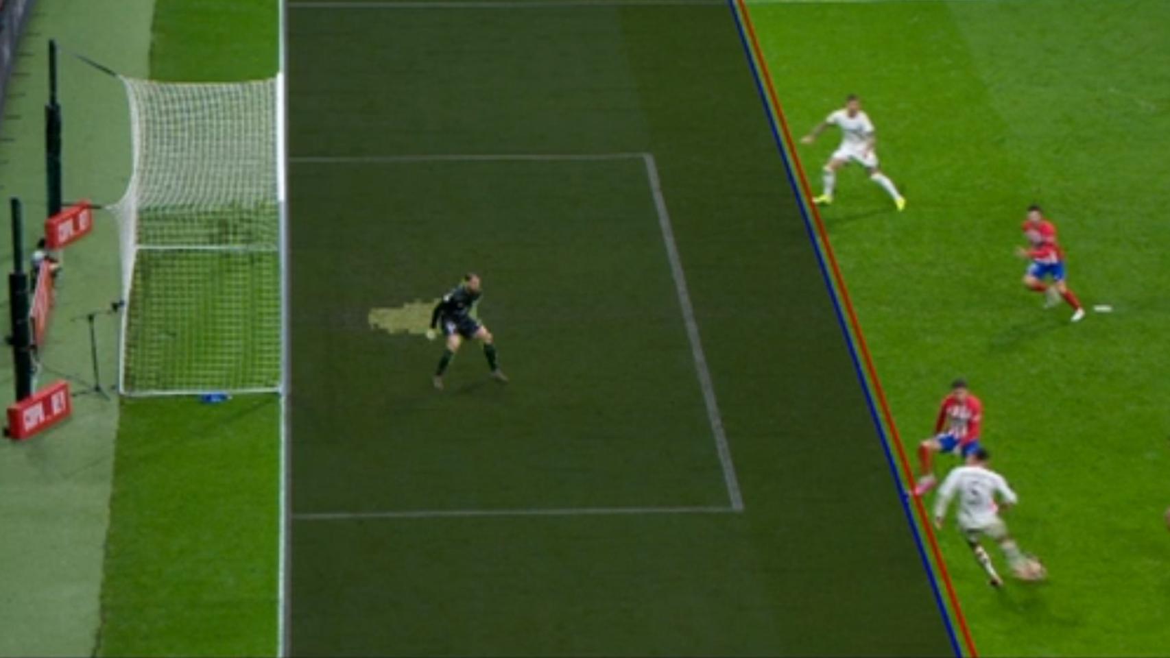 Posición legal de Joselu en el segundo gol del Real Madrid