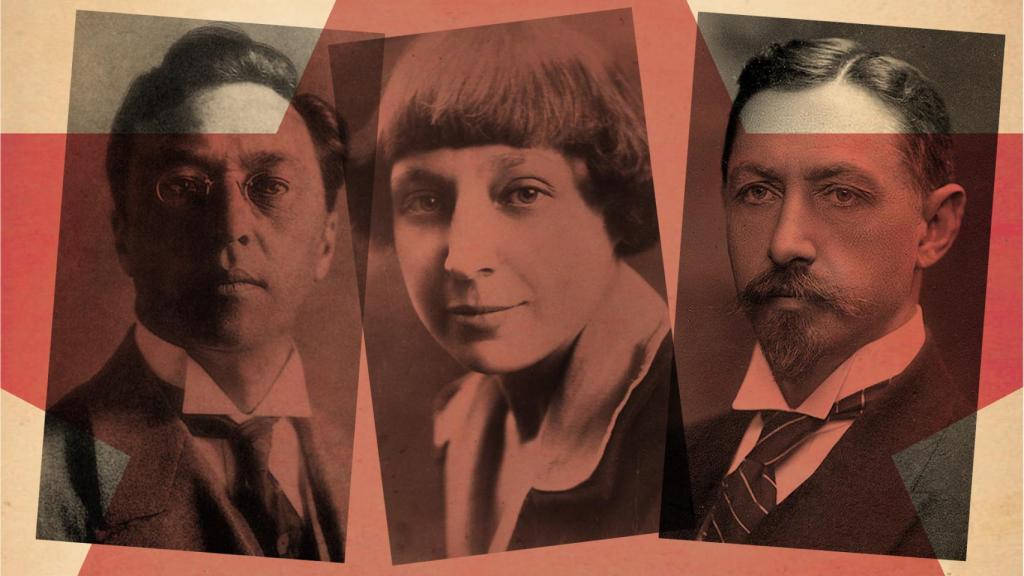De izquierda a derecha, Vasili Kandinski, Marina Tsvietáieva e Iván Bunin