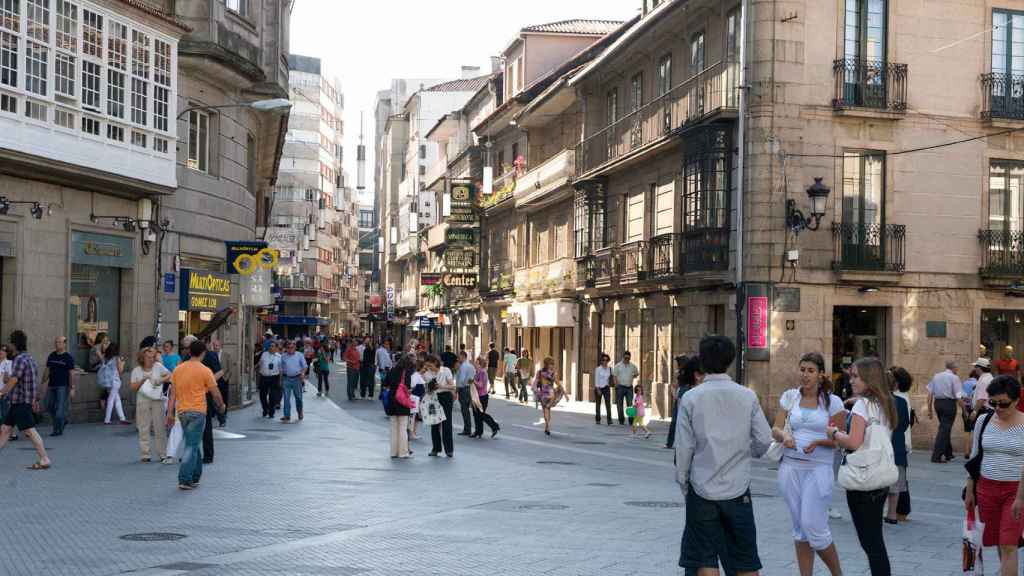 Ambiente en el centro de la ciudad de Pontevedra.