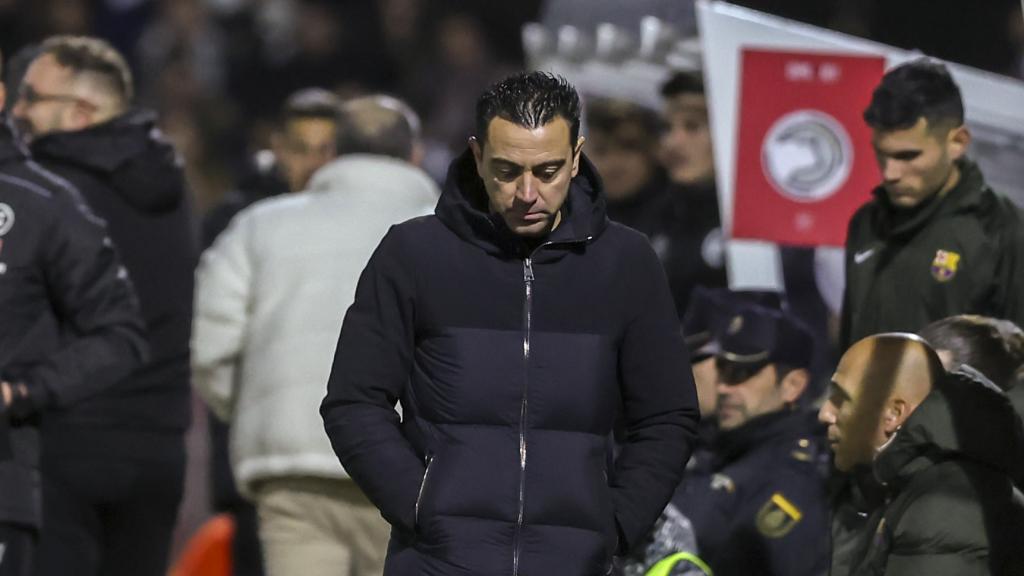 Xavi, con cara de circunstancias frente a Unionistas.