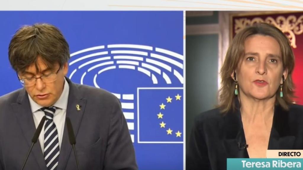La vicepresidenta tercera del Gobierno y ministra para la Transición Ecológica, Teresa Ribera, este viernes en TVE.