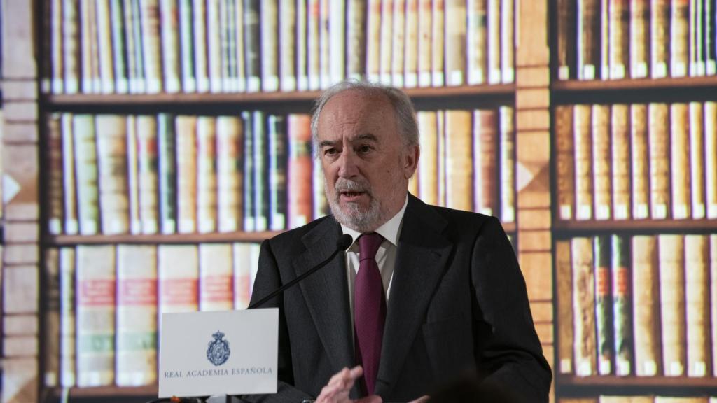 Santiago Muñoz Machado, director de la Real Academia Española, en la rueda de prensa de presentación de la Biblioteca Digital de la RAE