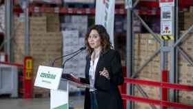 La presidenta de la Comunidad de Madrid, Isabel Díaz Ayuso, este viernes en Coslada.