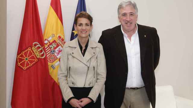 La presidenta de Navarra, María Chivite (PSOE), y el alcalde de Pamplona, Joseba Asiron (Bildu), esta semana.