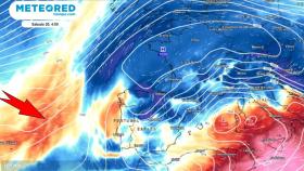 La masa de aire cálido que se dirige a España. Meteored.