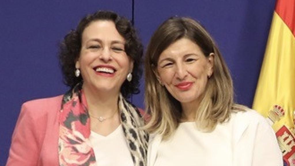 La exministra de Trabajo Magdalena Valerio, en la entrega de la cartera a Yolanda Díaz, en 2020.