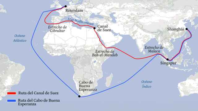 Ruta del Canal de Suez y Ruta del Cabo de Buena Esperanza