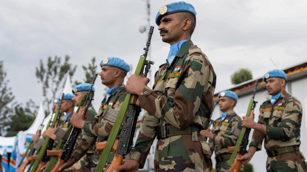 Boinas azules indias del MONUSCO, el pasado 11 de marzo en Goma (República Democrática del Congo).