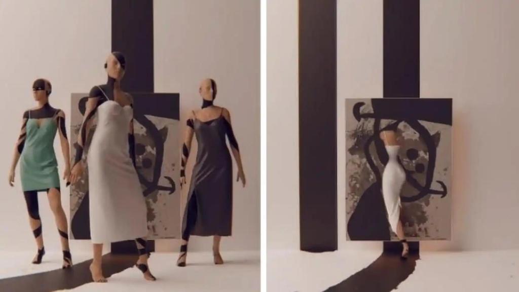 Fragmento de los 'clips' de 'criptoarte' exhibidos en la inauguración de la tienda de Mango en Nueva York.