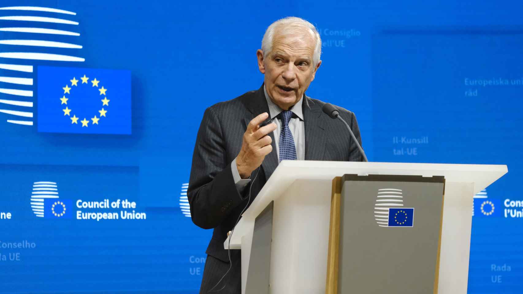 El jefe de la diplomacia europea, Josep Borrell, en una rueda de prensa
