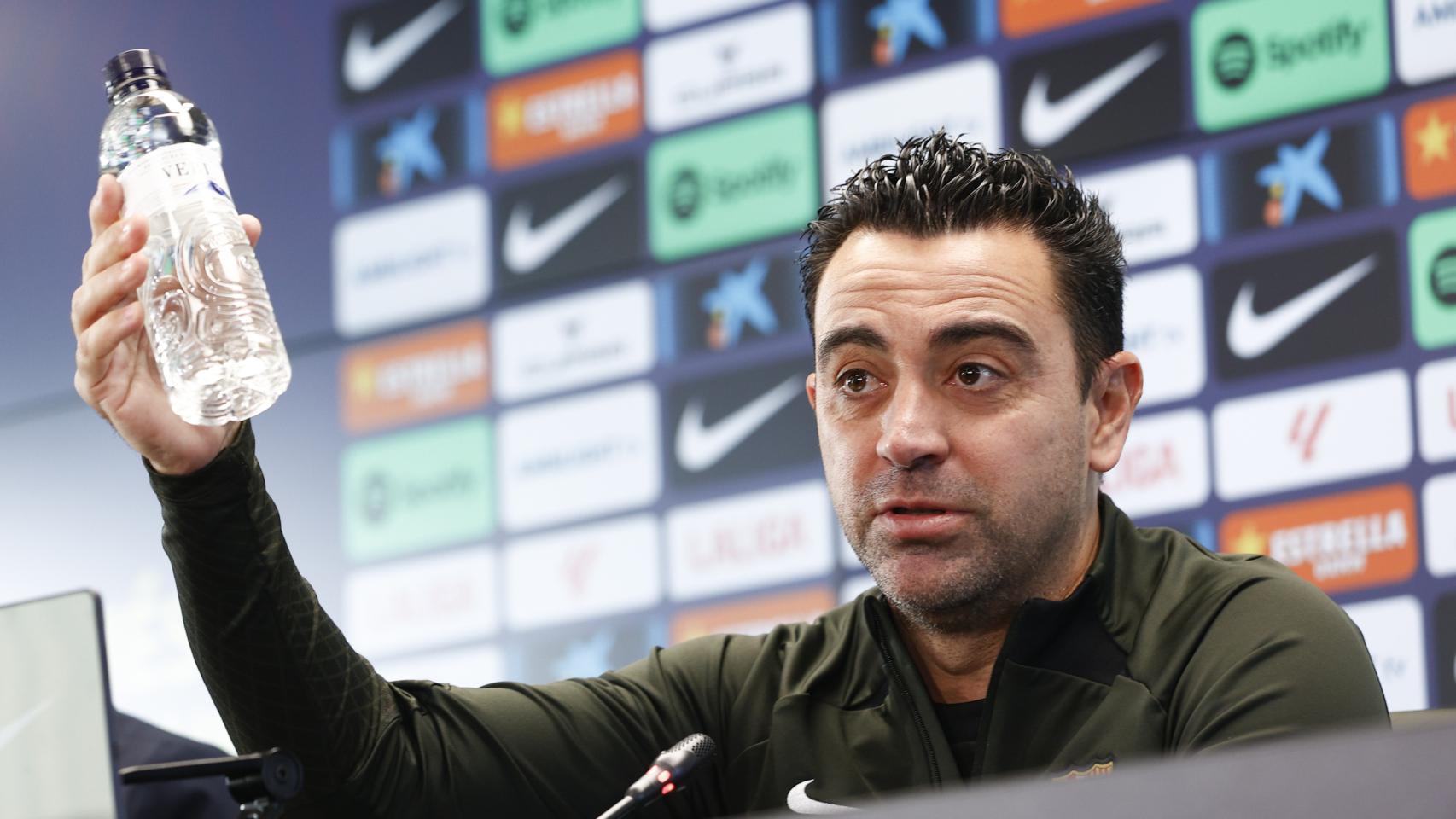 Xavi, durante la rueda de prensa.