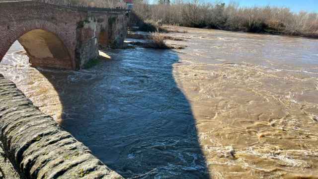 Aspecto del río Tajo a su paso por el puente romano de Talavera de la Reina