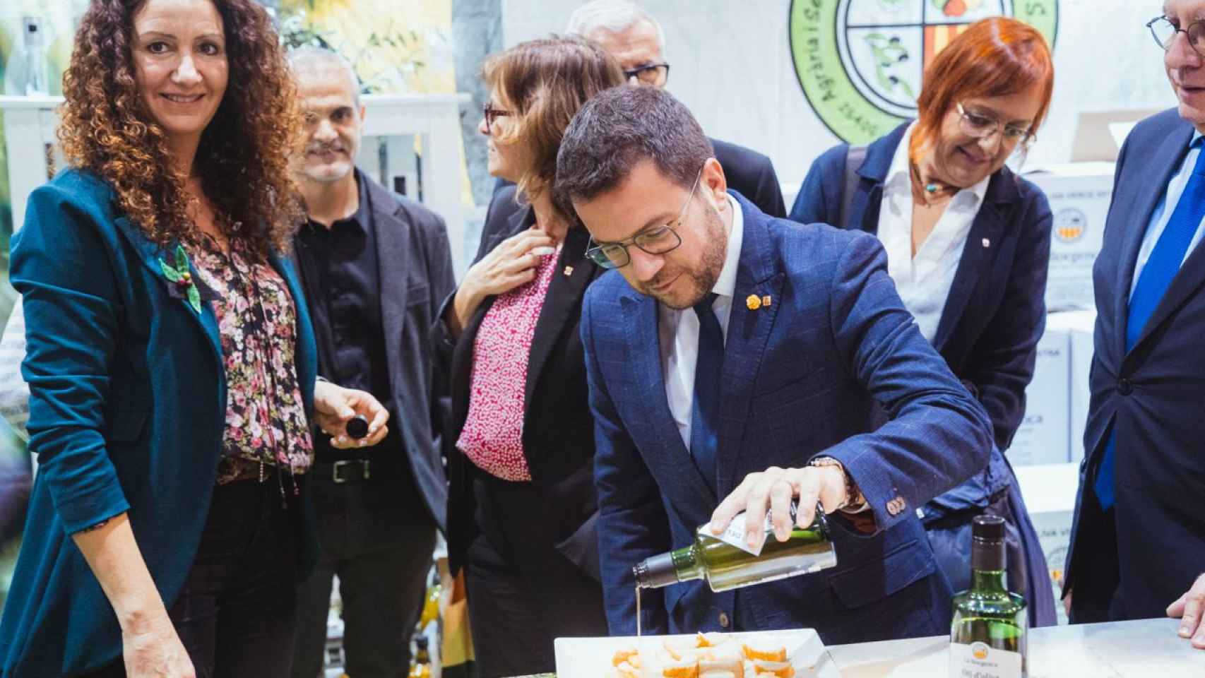 Pere Aragonès, este viernes, en la 27ª Feria del Aceitede Calidad Virgen Extra de les Borges Blanques (Lérida).