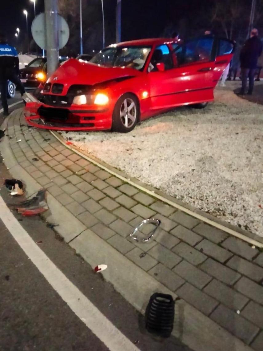 Accidente en una rotonda de León