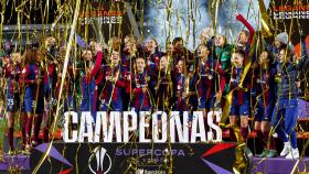 El FC Barcelona celebra su victoria en la Supercopa de España.