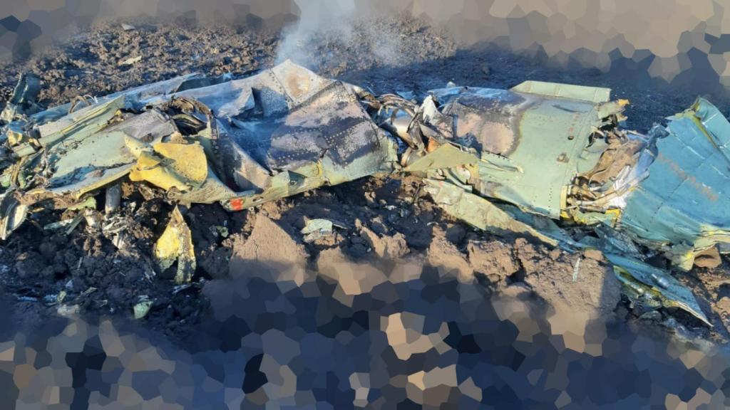 Restos del P-35 destruido por los sistemas antiaéreos